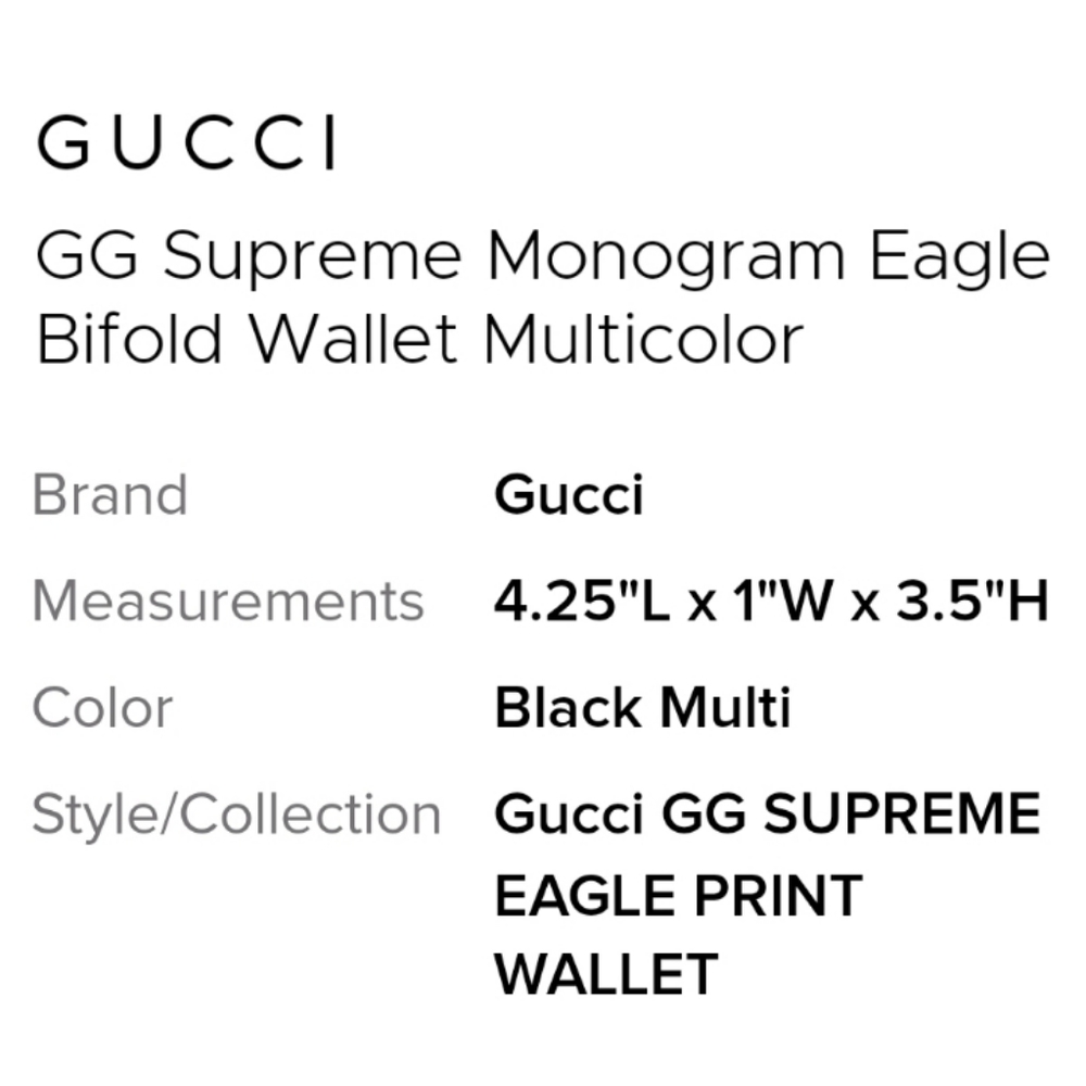 🆕️ Gucci GG Supreme Eagle bifold wallet - Picture 10 of 11
